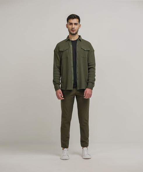 Men's Waffle Button Down Shirt